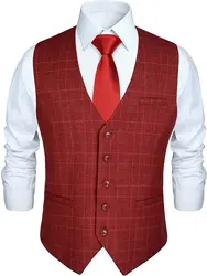Мужской костюм, клетчатый жилет, деловой наряд, жилет для смокинга, облегающий клетчатый жилет, свадьба