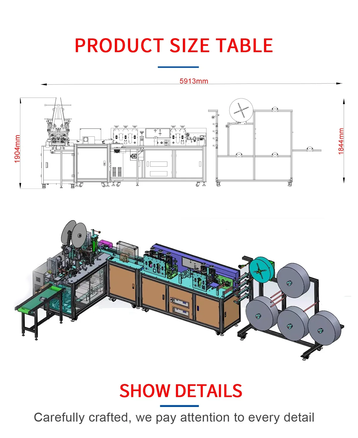 Automatic Surgical Medical Inner Ear Loop Face Mask Making Machine with Turnover Function