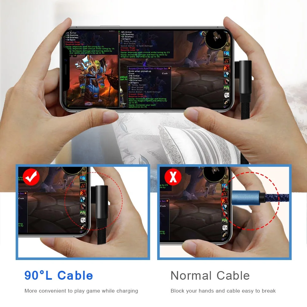 New Product 90 Degree  2.1A USB cable for Micro usb cable fast charging