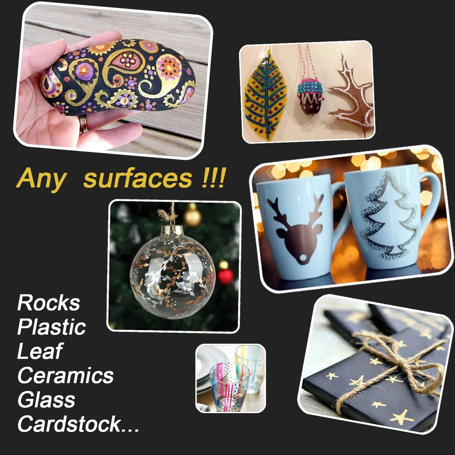 30 colors Metallic Painting Pen Rock Mug Design Card Making Script Lettering DIY Photo Album Metallic Marker Pens