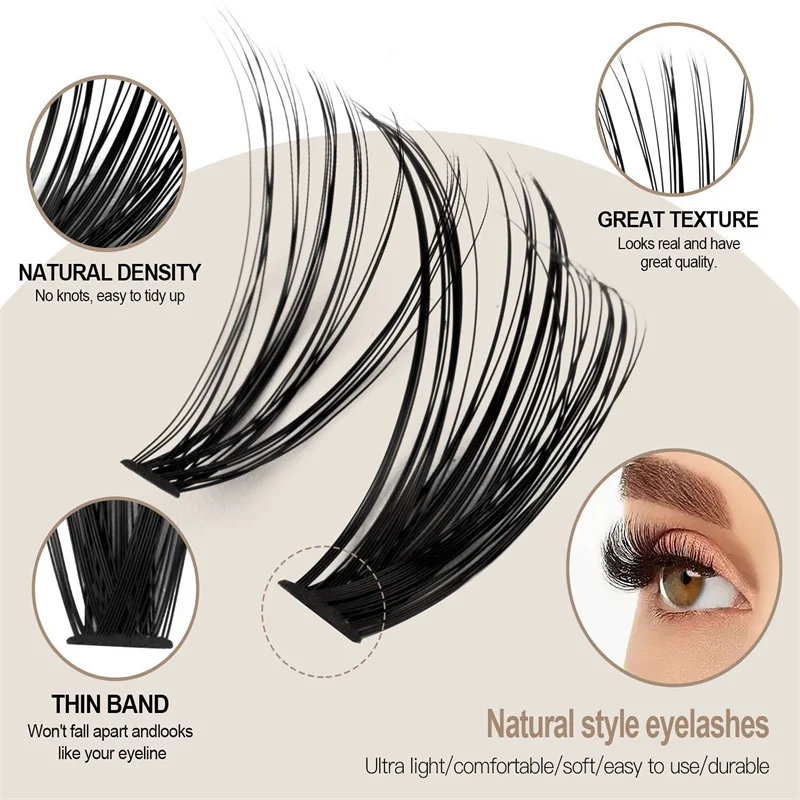 Wholesale 12 Rows segment DIY eyelashes L curl D curl  Individual Eyelashes extensions material with glue&Tweezers&Brush set