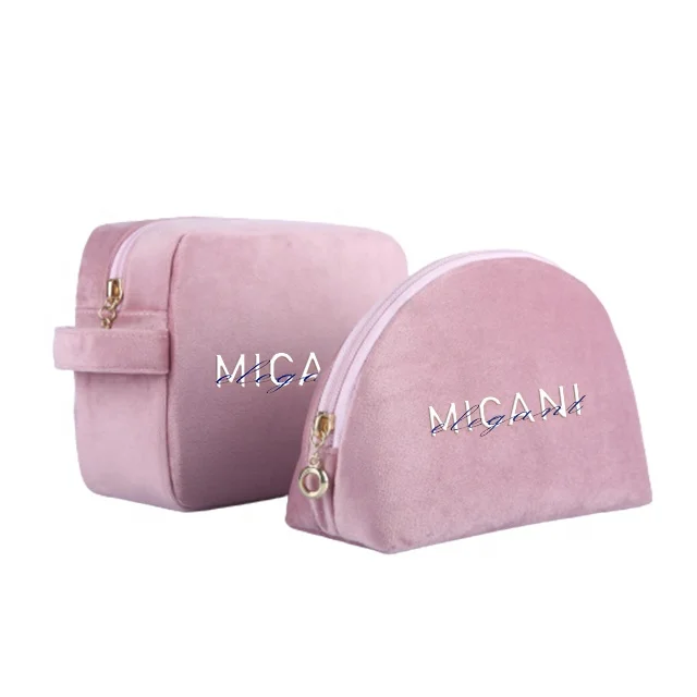 Micani customized personalized beauty toiletry bags logo customize Embroidered  luxury velvet make up cosmetic bag