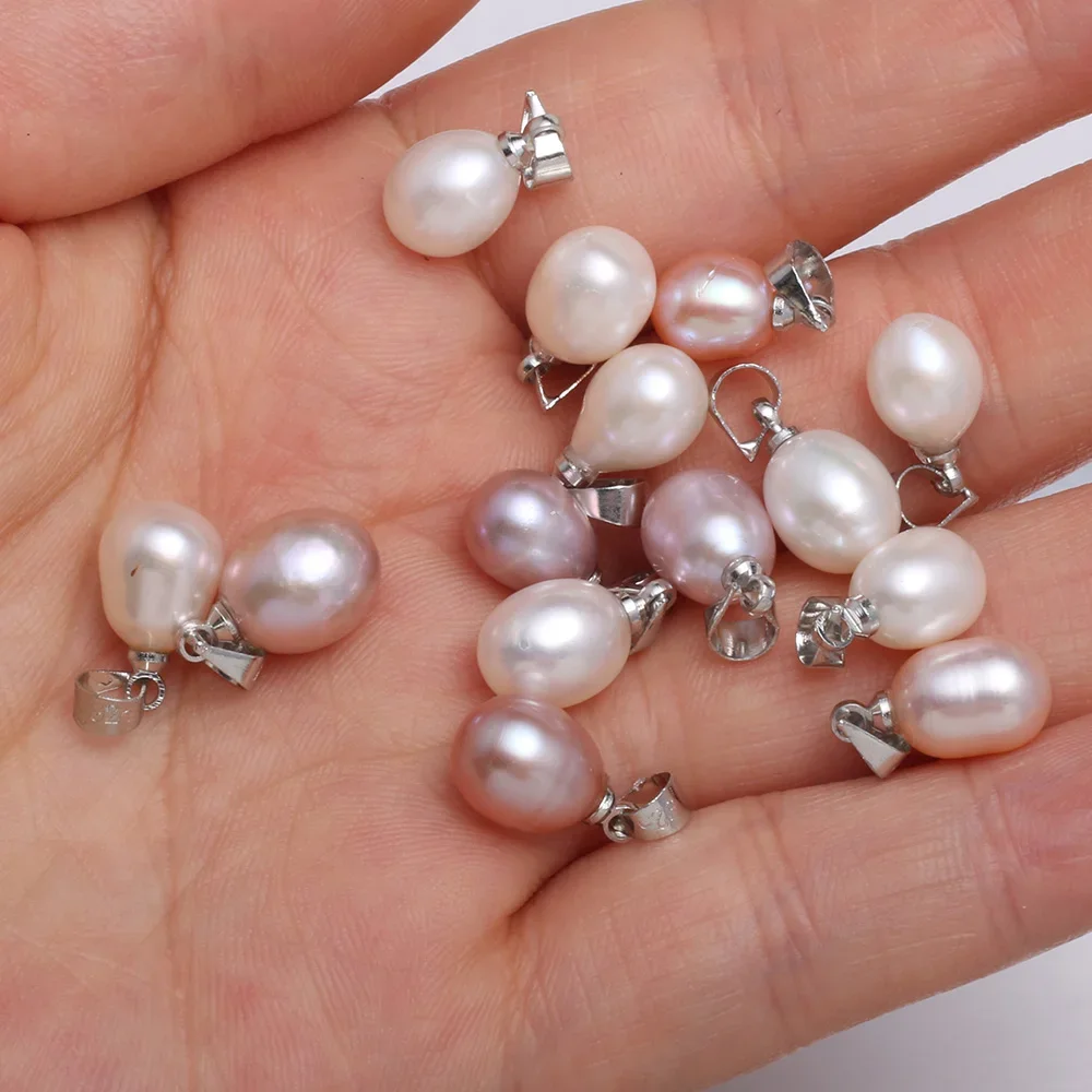 Natural Drop Shape Freshwater Pearl Pendant Rice charms for Jewelry Making DIY