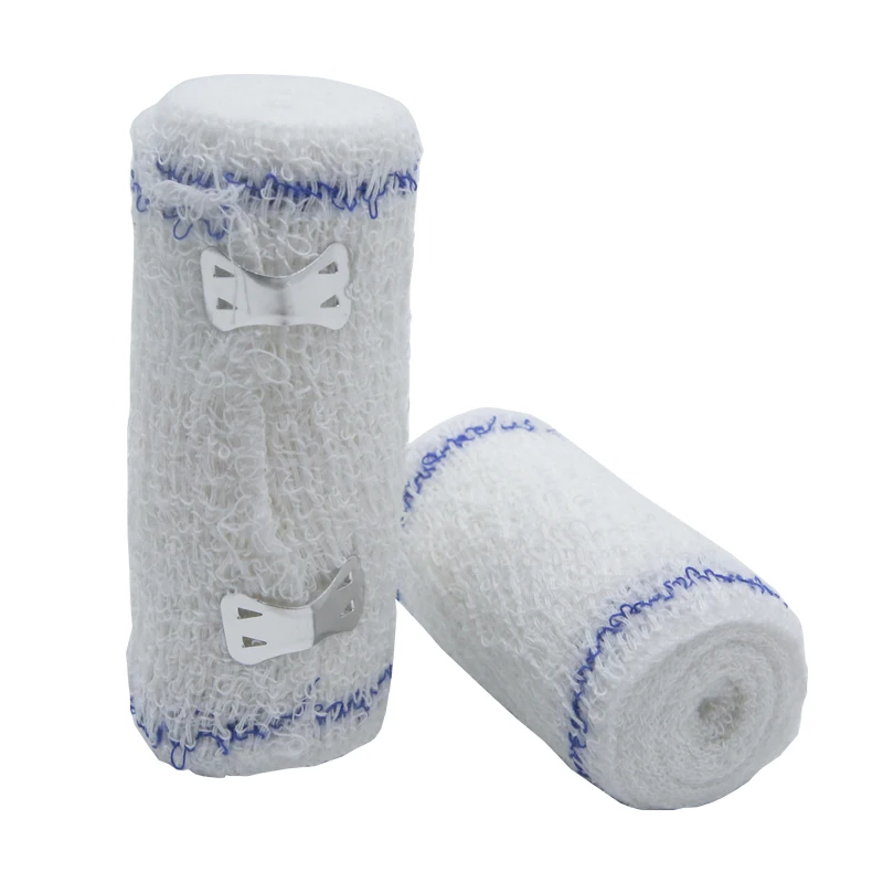 Spandex 100% medical crepe bandage for hospital/clinic bandage Elastic bandage with two clips