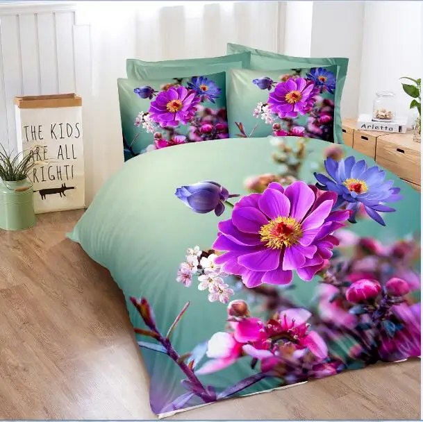 Colorful 3D flower design 100% polyester disperse printed bed sheet fabric