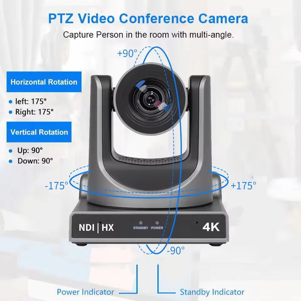 USD738 VX61ASL-N 60FPS 4K NDI HX poe 12X Optical Zoom PTZ Conference Camera sdi hd mi lan usb poe AI auto tracking Live Stream