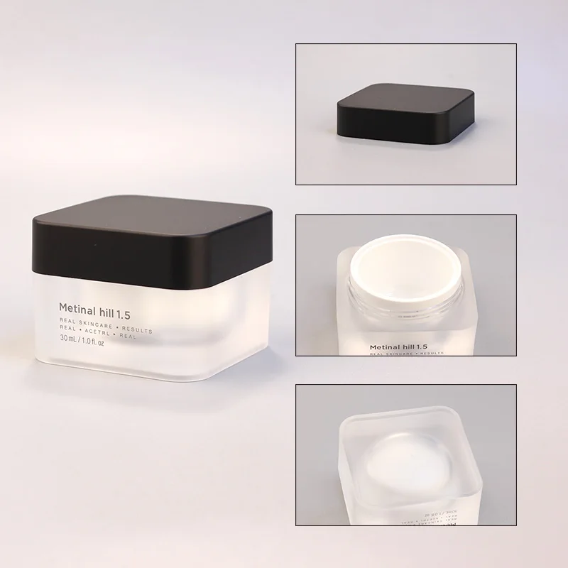 
High Quality Classic Design Square Cosmetic Cream Jar Acrylic Skin Care Cream Jar Crystal Double Wall Cosmetic Container 