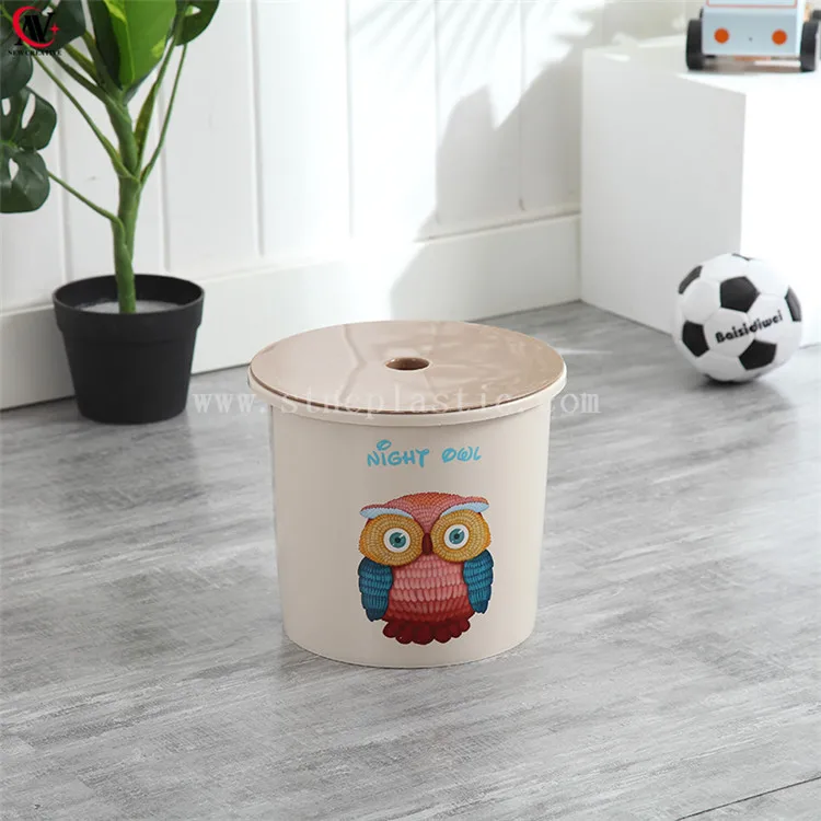 27.5*27.5*24.5CM Owl Plastic 2 in 1 Storage Step Stool