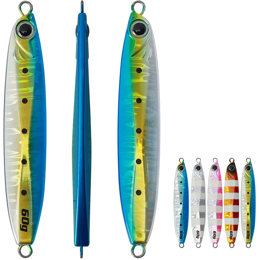 Metal Jig 60g Fast Drop Slow Pitch Jigs Metal Jig Flutter Swimmer in 35g 45g 60g 80g 100g for Sea Fishing