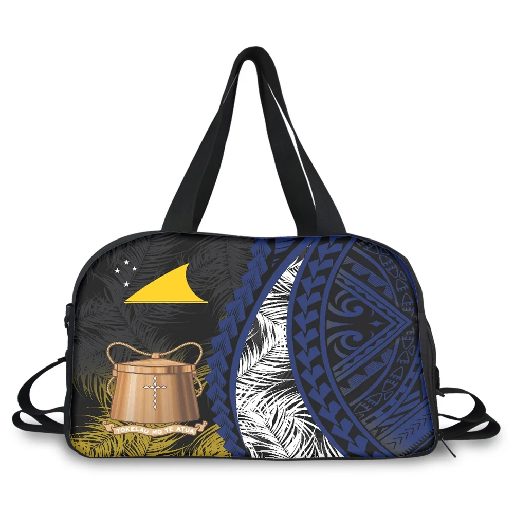 Custom Duffle Bag Polynesian Tribal Tokelau Islands Yellow Country Logo Print Hand Carry Outdoor Luggage Travel Bag For Women