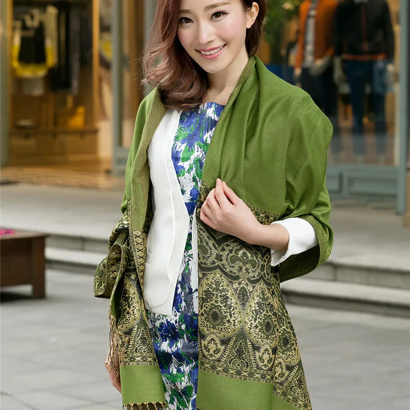 Headscarf Jacquard Cashew Scarf Lady Warm National Style Gold Wire Air-conditioning Shawl Woman Scarf
