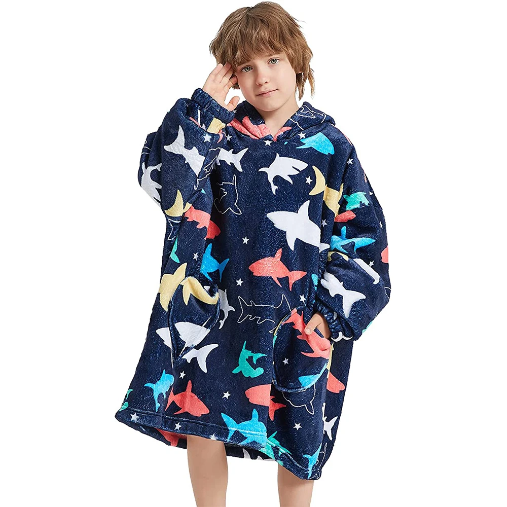 2023 New Design Cozy Soft Oversized Sherpa Fleece Blanket Hoodie Sweatshirt Kids