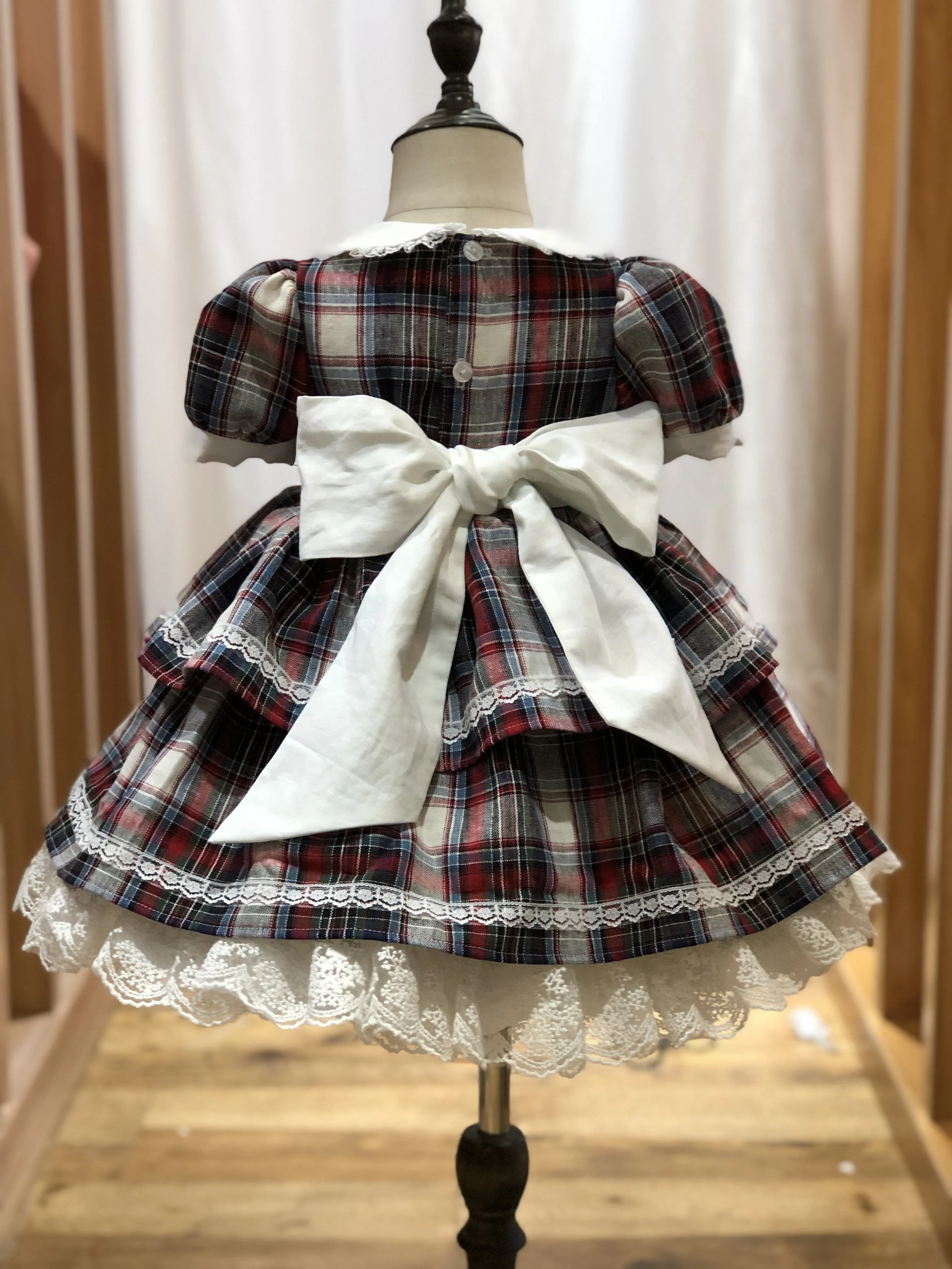 Jannybb kids party dress designer kids plaid dresses cotton fabric dress girls kids