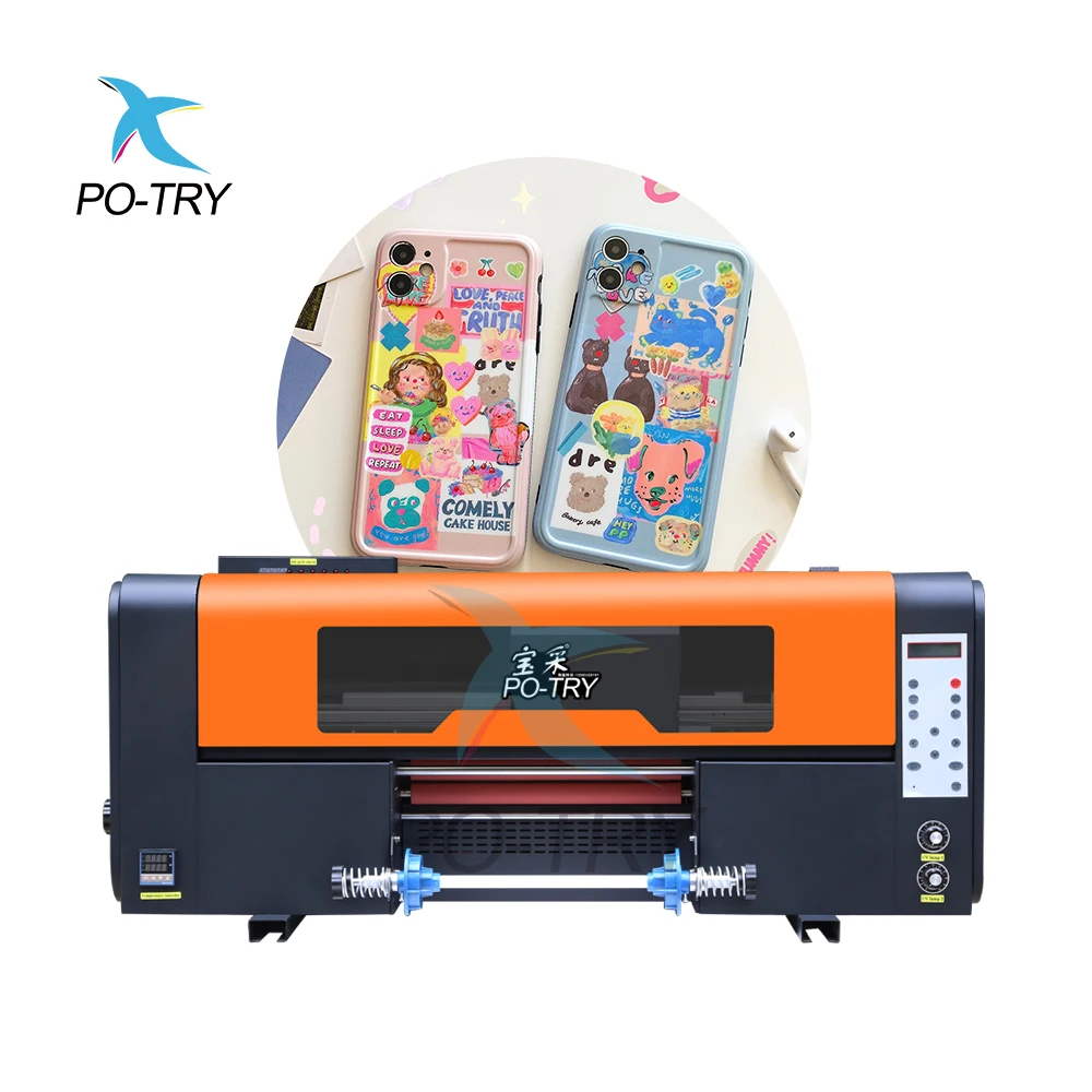Po-try High Speed 3 XP600 Print head Uv Dtf Film Printer All In One 2 in 1 a3 30cm Roll Uv Dtf Sticker Printer With laminator