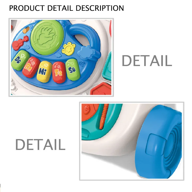 Professional Manufacturer Multifunctional Learning Musical Toy 4 Wheels Baby Walker with Drawing Pad