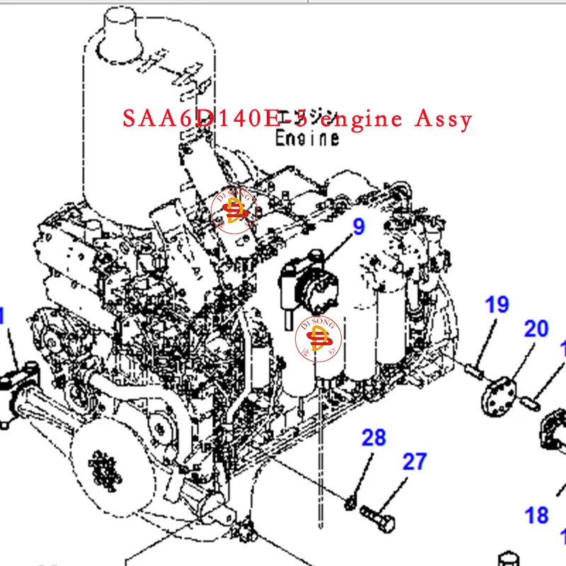 SAA6D140E-5-4-3-2-1 двигатель в сборе D155AX двигателя бульдозера