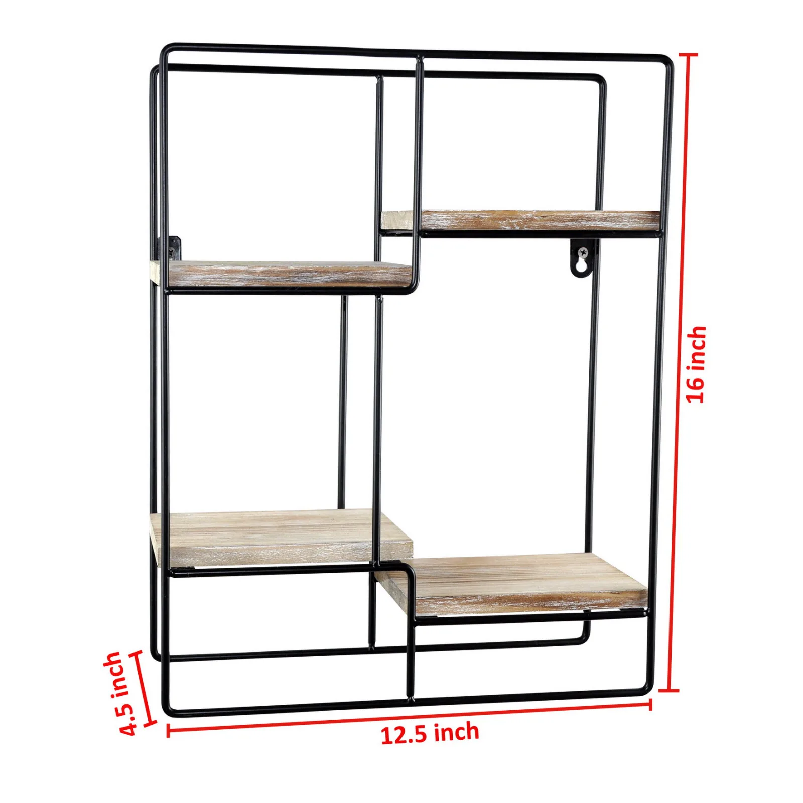 Wall Mounted Rustic Metal wire wood floating shelf