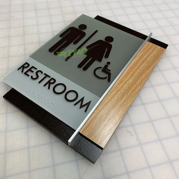 YIYAO sign aluminum ada braille signages for hotel real estate restroom toilet