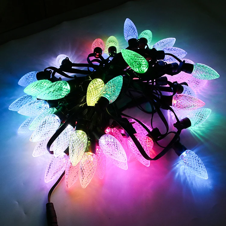 Перманентная Рождественская гирлянда C7 C9 цифровая пулевая головка светодиодная RGB для декоративной