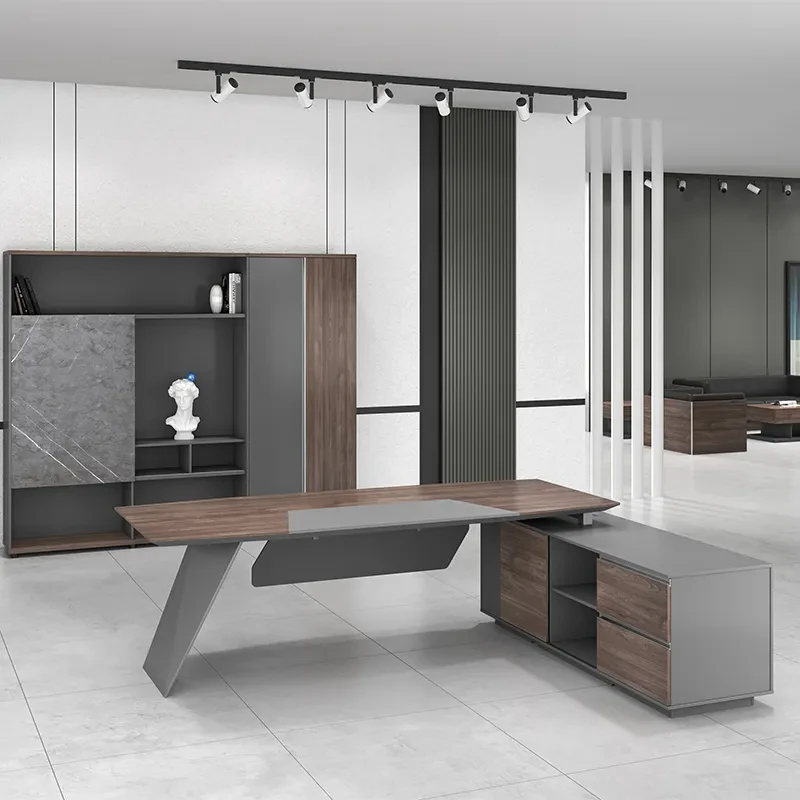 Wooden modern executive I type director luxury CEO boss desk design