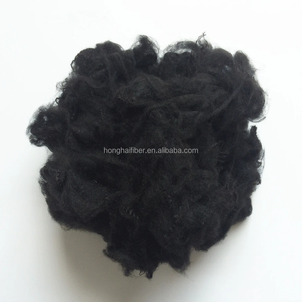 1.4D*38mm regenerated black polyester staple fiber for textile yarn