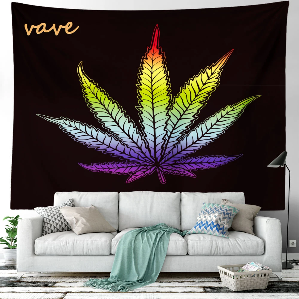 3D Printing Hemp Leaf Wall Hanging Bedroom Tapestry Background Gossip Tapestries Hippie Wall Rugs Dorm Decor Tapestry Room Decor