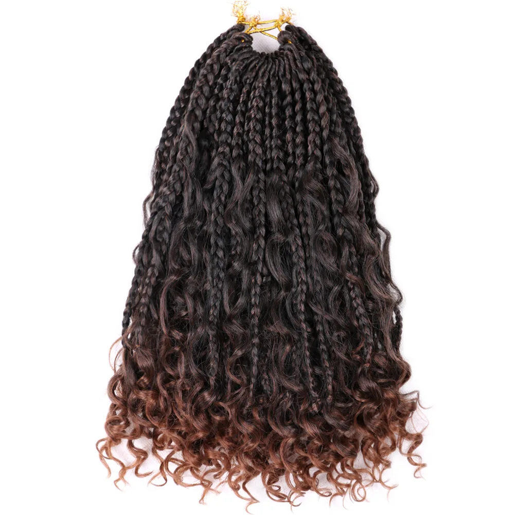 Goddess Box Braids Crochet Hair With Curly Ends, Afro Curly Twist Wigs Synthetic Braiding Hair Extension for Black Women.