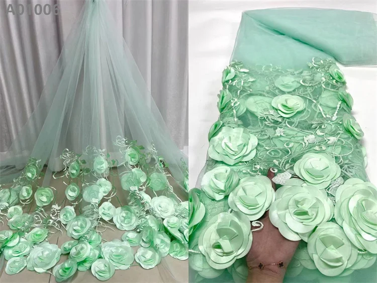 High Quality 3D Floral Applique Lace Rose Embroidery Lace Fabric Material For Dress Making