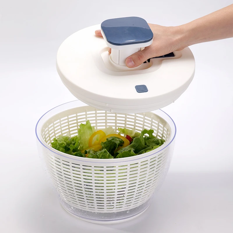 Multi-Use Lettuce Vegetable Fruit Dryer Drainer Strainer Washer Prepping Large Salad Spinner with Bowl and Colander