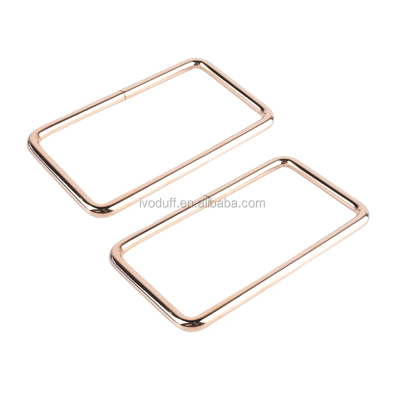 Ivoduff 100*50mm Light Gold Color Metal Rectangle Bag Handle Ring For Handbags