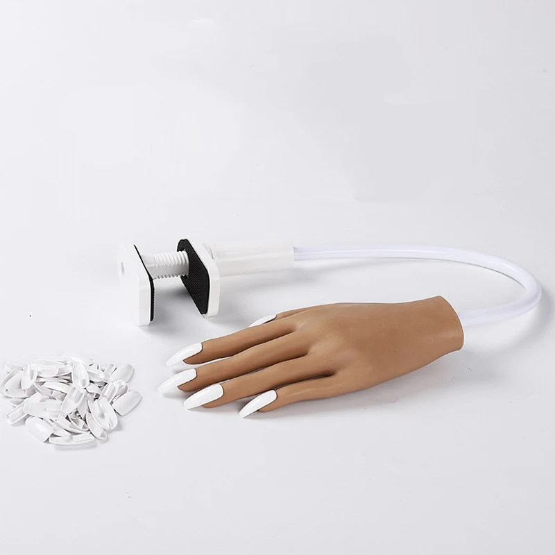 Novice Training Artificial Prosthetic Hand Manicure Tools Silicone False Nail Practice Hand Rest For Nails Art Salon