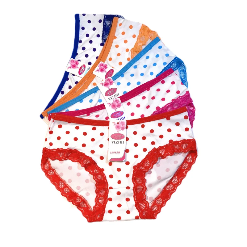 Mid Waist Panties Plain 100% Polyester Dyed Adult Fast Drying Solid Color Underwear Women Short for Women Knitted Love Pattern