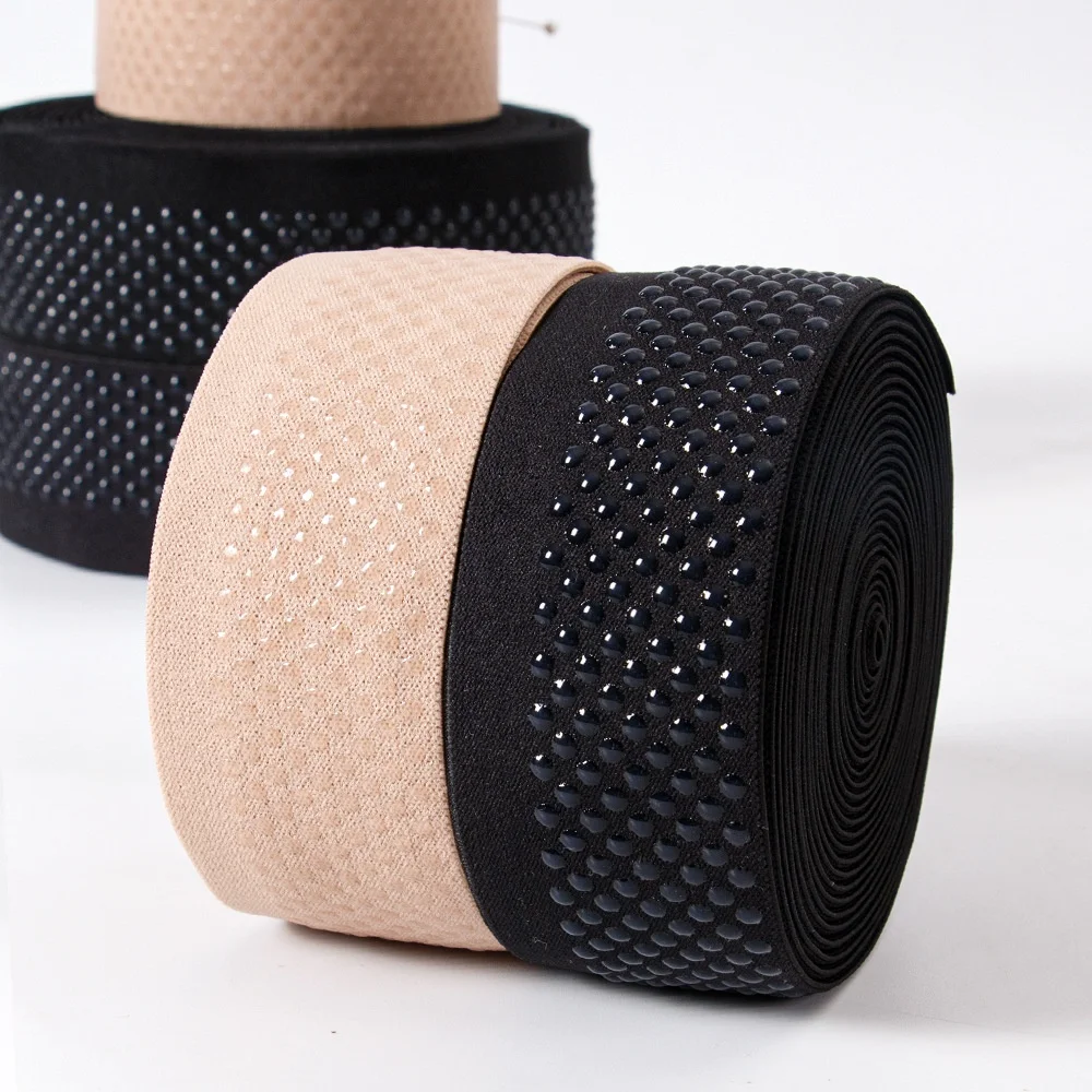 Hot Sales Transparent Silicone Polka Dot Non-slip Elastic Band High Silicone Anti-slip Rubber Webbing Tape For Garment Accessory