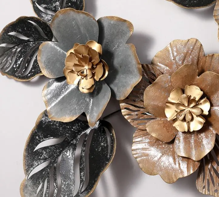 Bohemian style Iron Three-Dimensional Flower Pastoral Wall Hanging Wholesale Living Room Dining Room Bedside Wall decoration