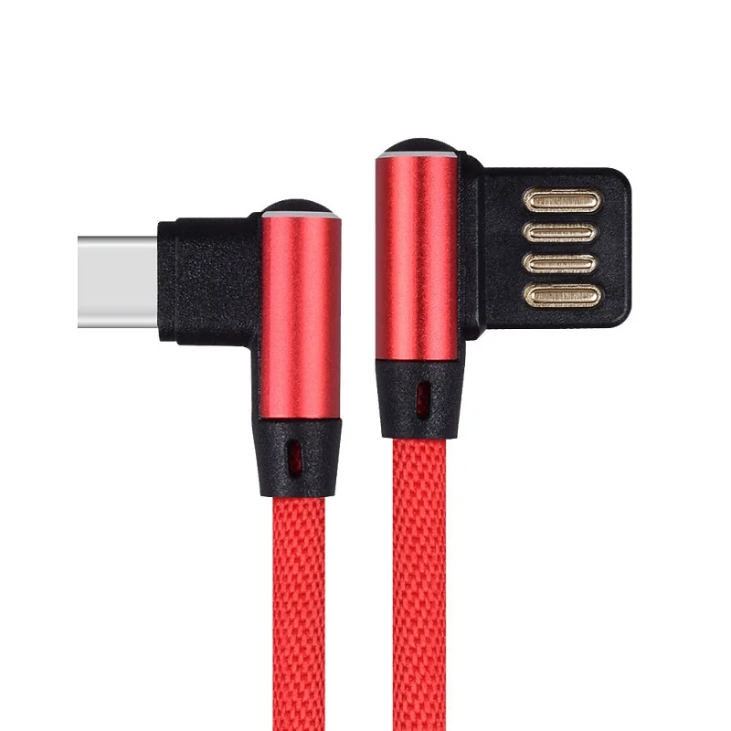 
Dual Mini 90 Degree Right Angle And Nylon Braided Micro Type-c 8-pin Usb Cable 