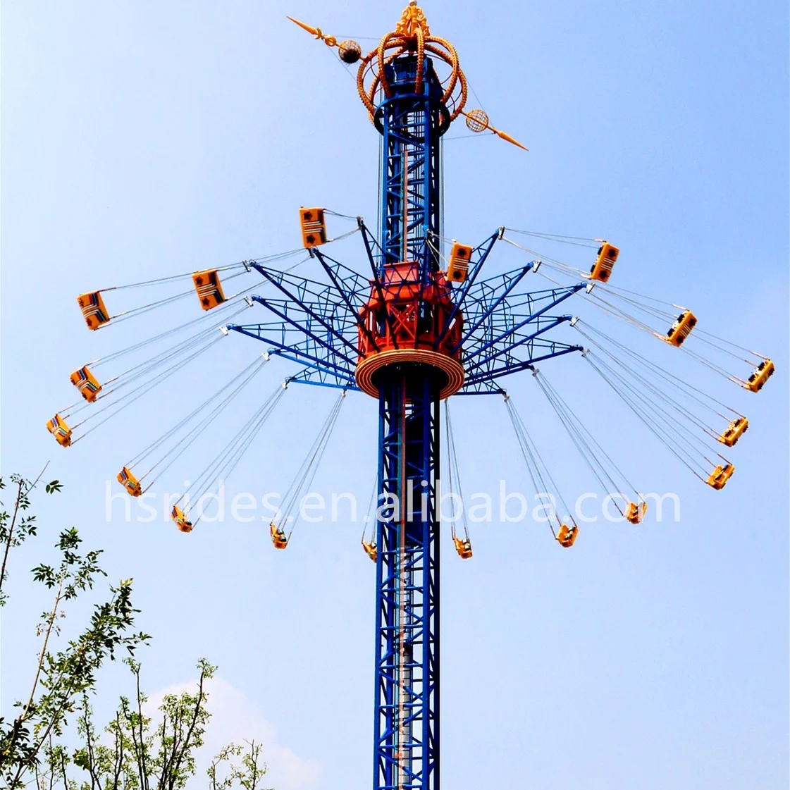 Thrilling Funny Amusement Park Rides Outdoor For Adult Rides Attraction China Supplier Flying Drop Tower Ride For Sale