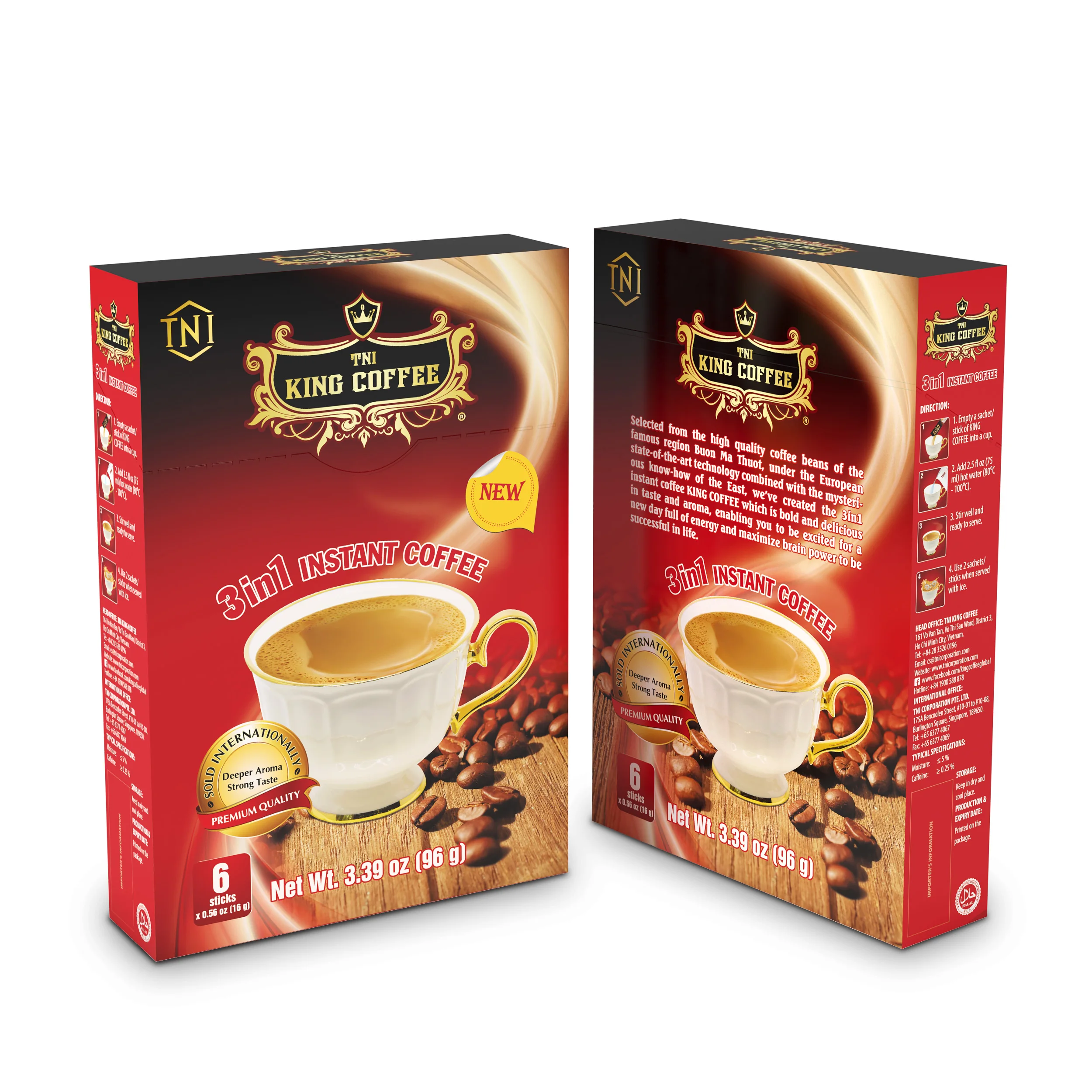 KING COFFEE - 6 sticks/box  Viet Nam Caffeinated 3in1 Instant Coffee from Top Vietnamese Coffee Brand