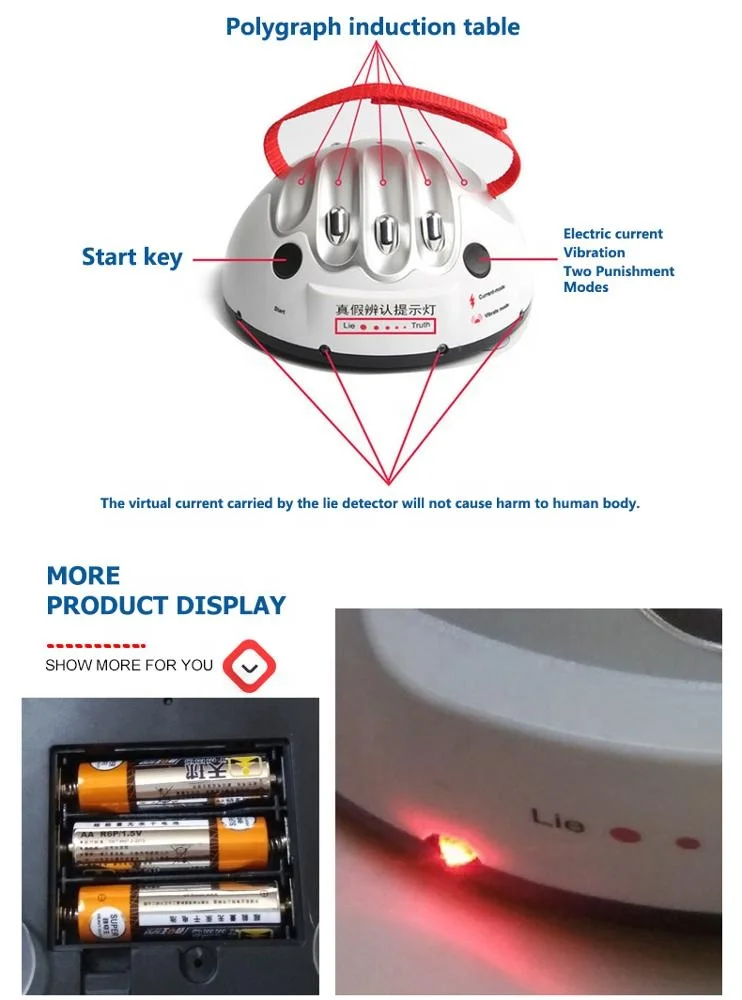 Interesting hand game electricity shock plastic polygraph toy for sale
