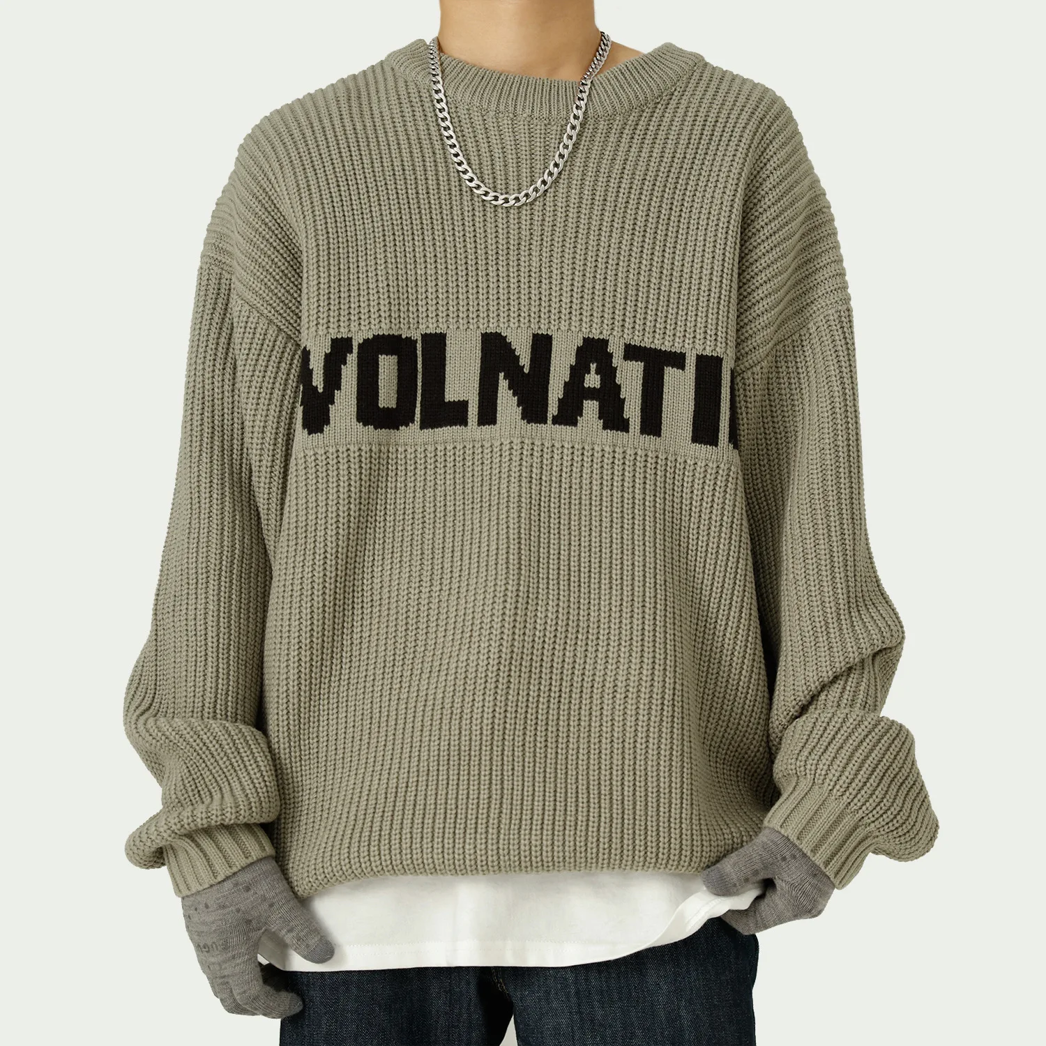 Custom sweaters logo wholesale pullover knitwear plus size letter jacquard crewneck knitted streetwear sweater men