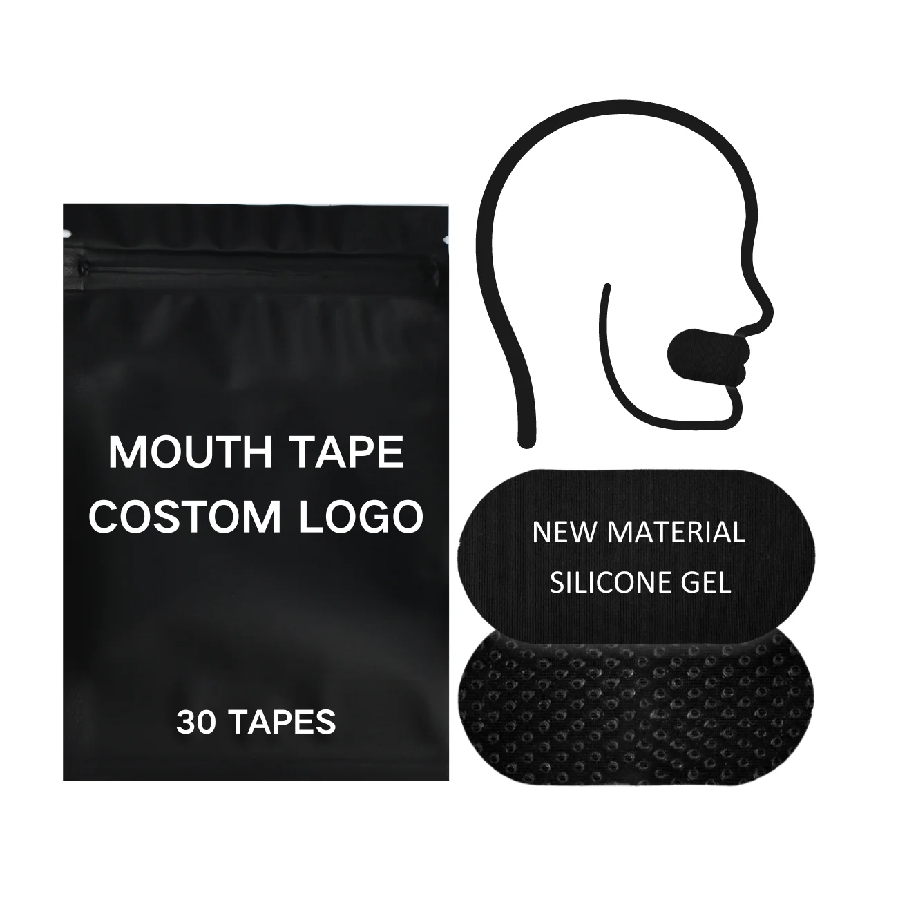 New High Quality Glue Silicone Gel Advanced No Residue Bamboo Silk Nasal Breathing Anti Snoring Mouth Tape For Sleeping