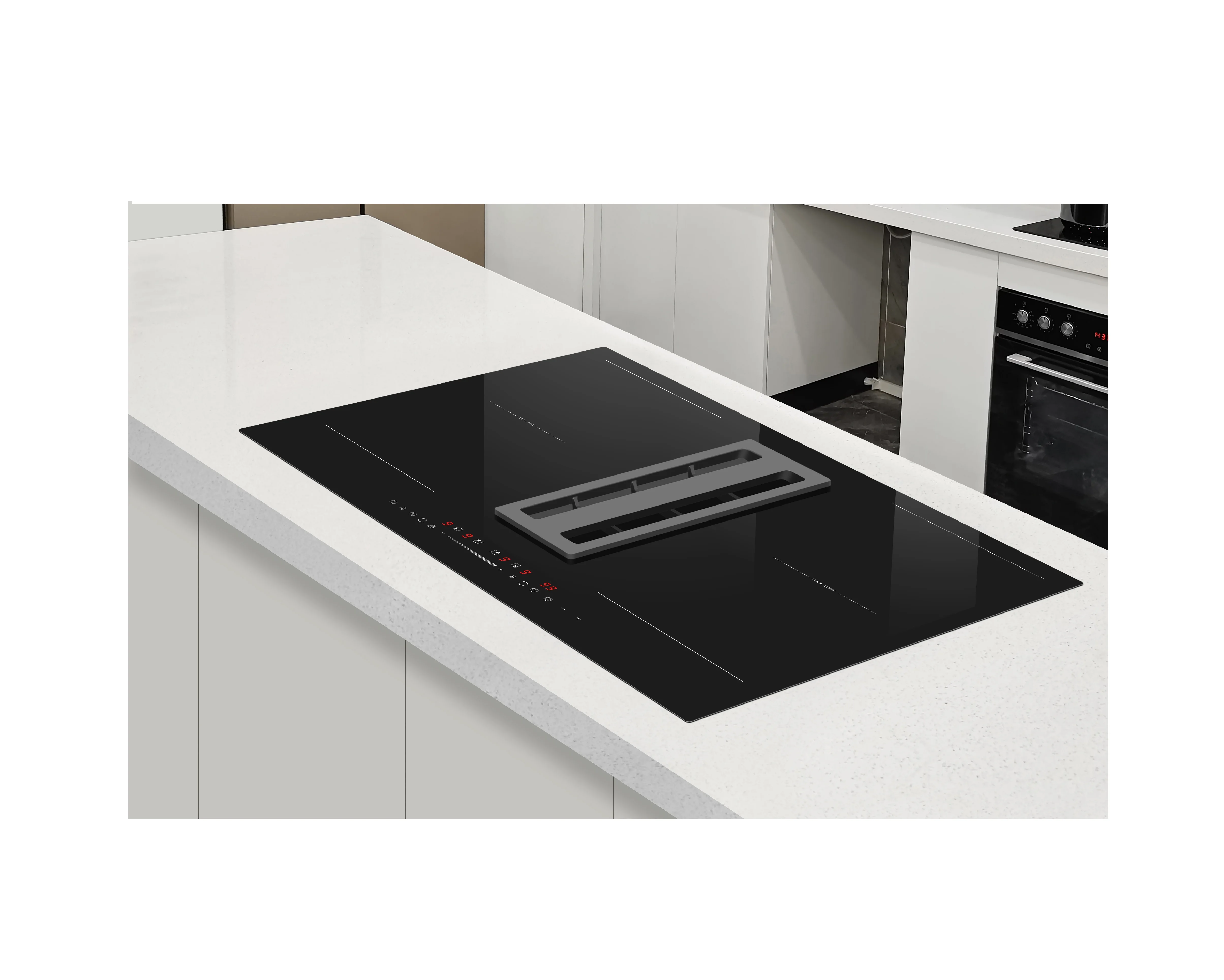 Индукционная плита с 4 горелками в сочетании нижним воздушным