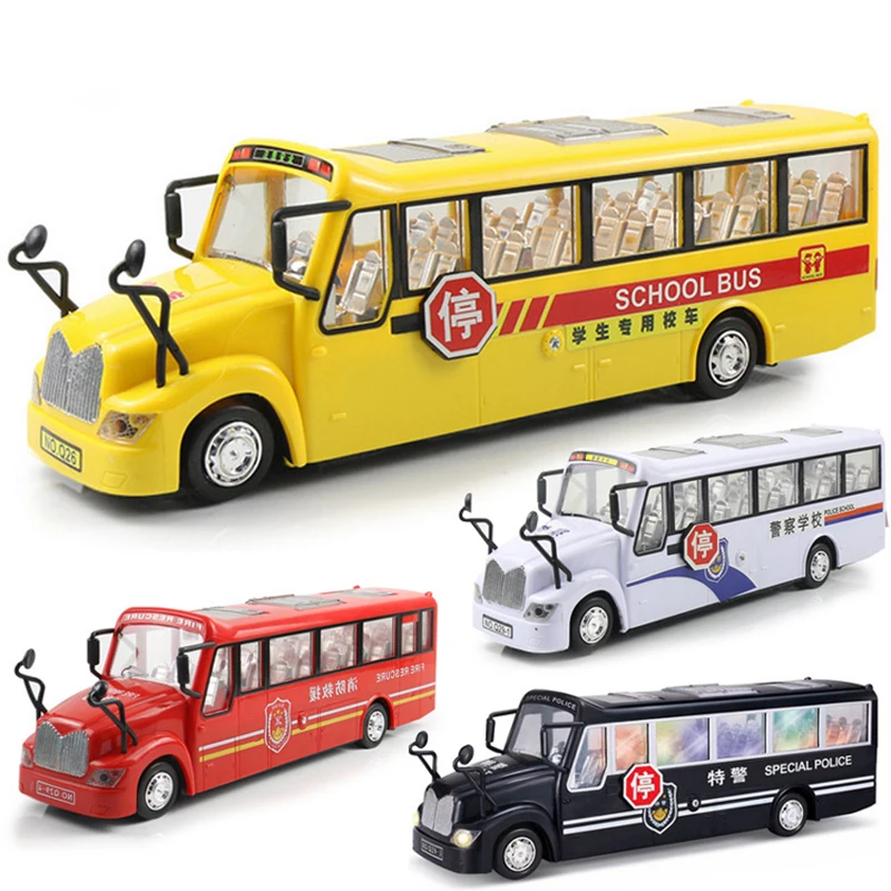 New educational electric universal music luminous simulation school city model toy bus toys for kids