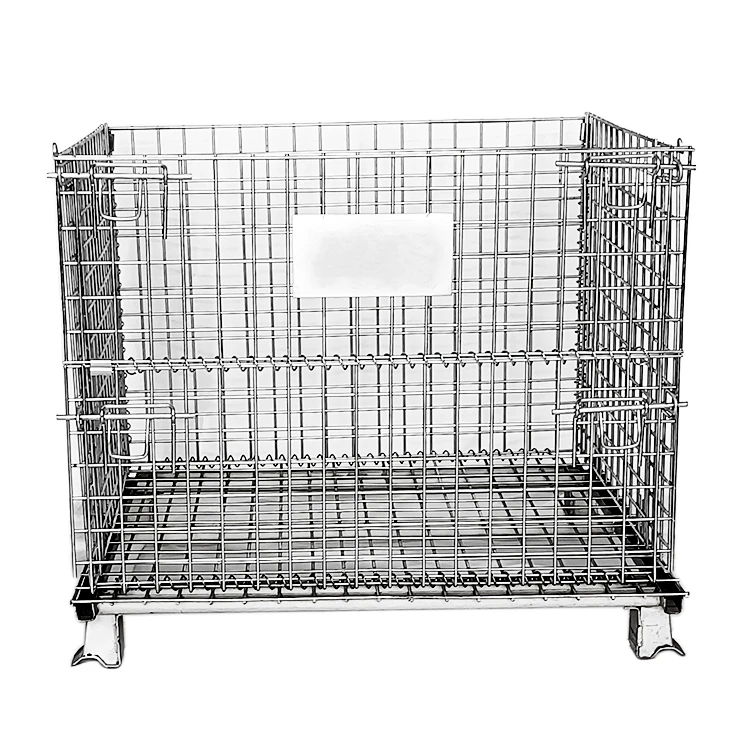 Оптовая доставка, Тяжелая промышленная металлическая складная Складная складная стальная сетка для хранения контейнеров с колесами