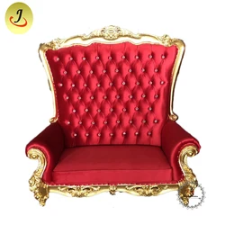 Hot sale two seat luxury gold King throne sofa Chais for wedding/party