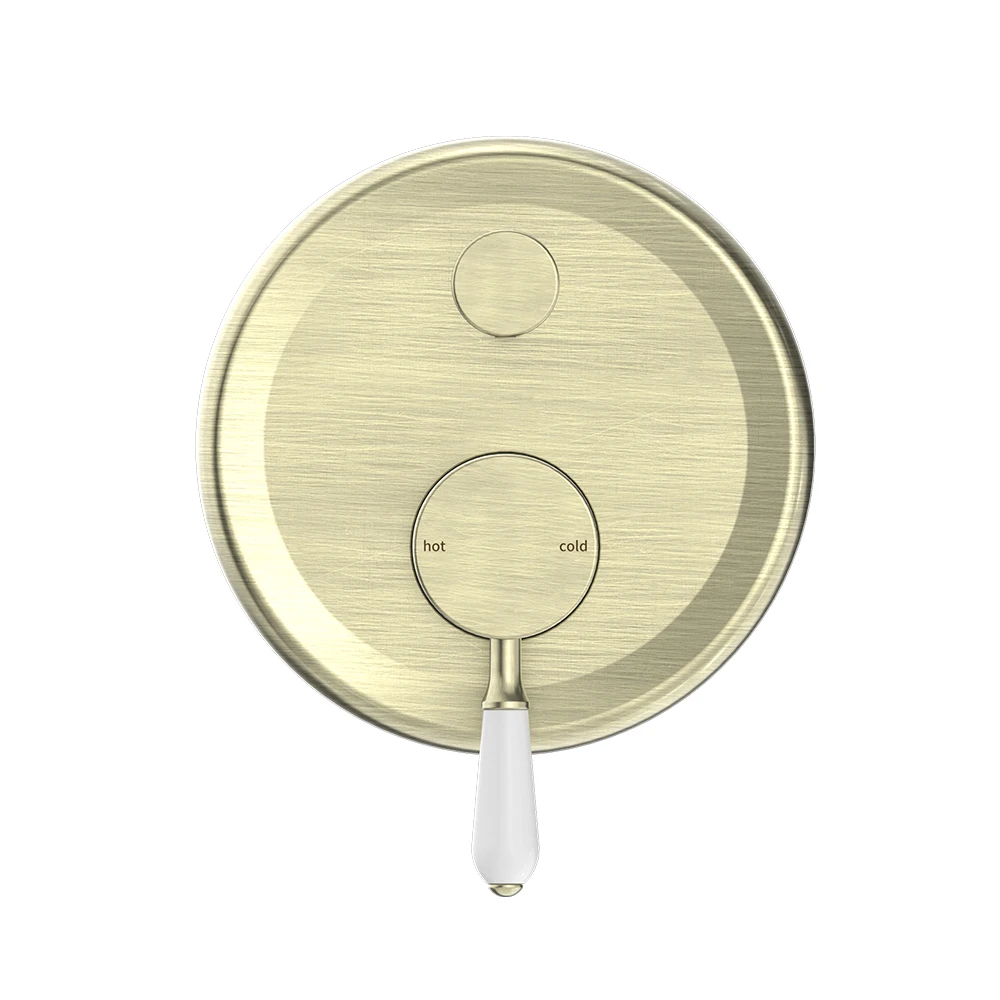 YSW antique bathroom shower mixer aged brushed brass shower valve and trim kit 1 handle wall-mounted