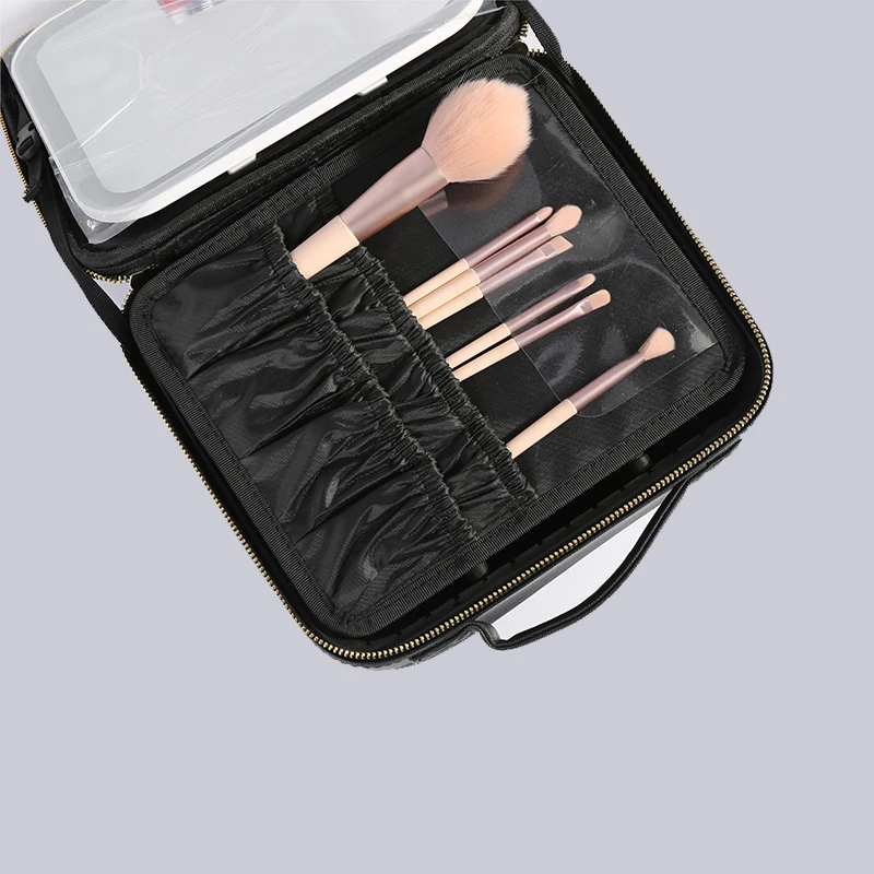 Custom Leather Makeup Organizer Make up Bag Large Cases Cosmetic Case Makeup Bag Professional Bag Case with LED Light Mirror