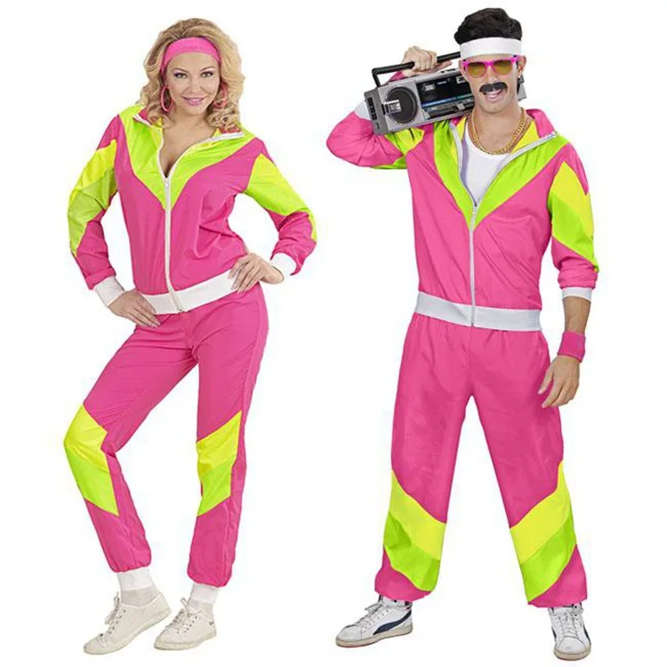 Couple Costumes Retro 80s & 90s Hip Hop Shell Suit Unisex Gothic Victorian Jacket Pants for Halloween & Carnival