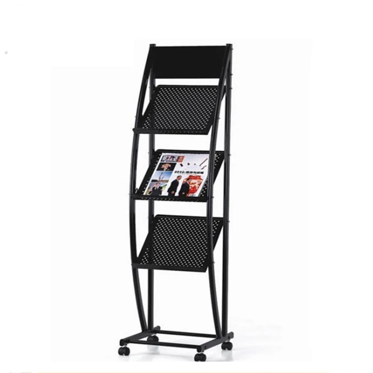 Hot Sale Tiered Folding Metal Book Display Stand, Tabloid Newspaper Display Racks