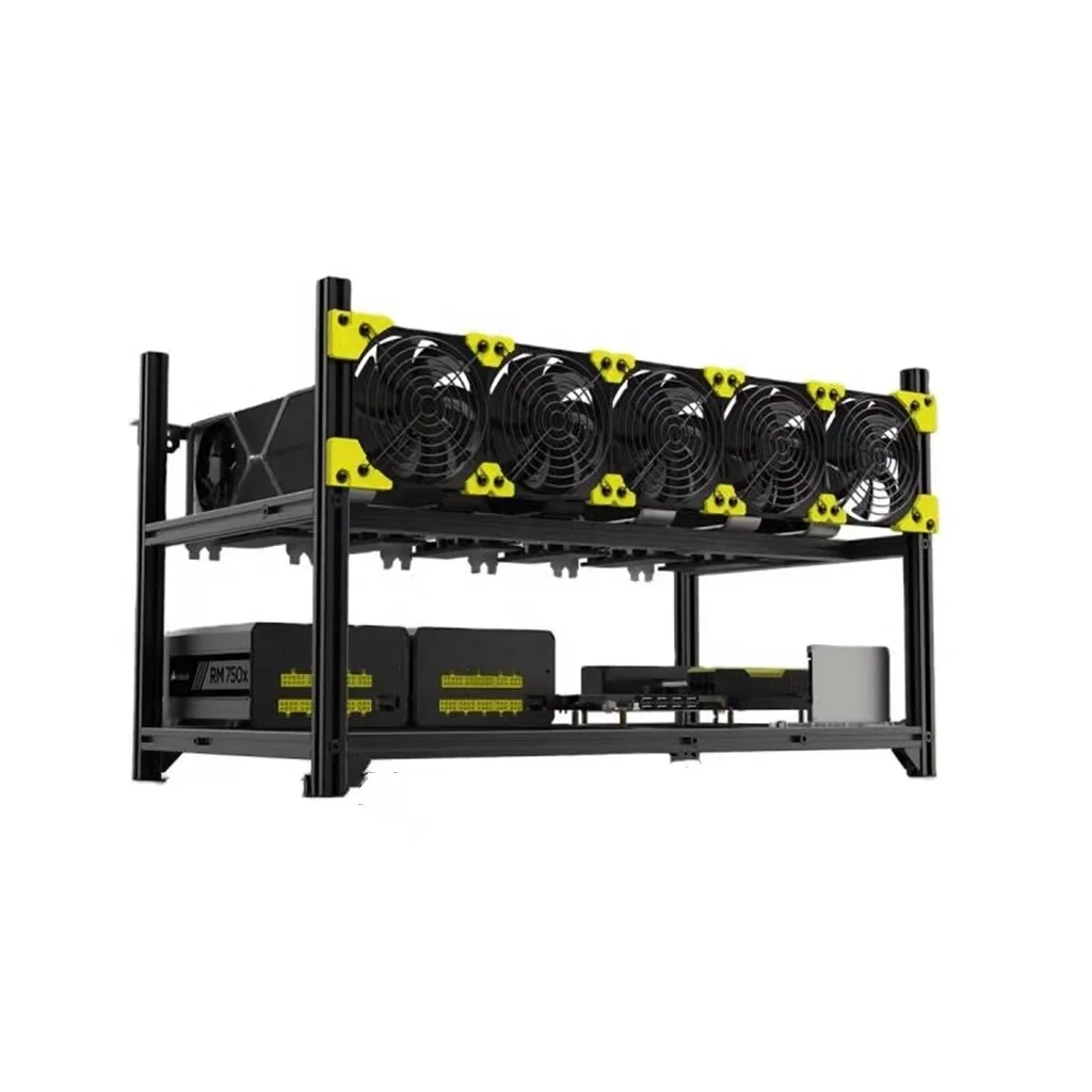 6 GPU Rig алюминиевый Штабелируемый открытый корпус