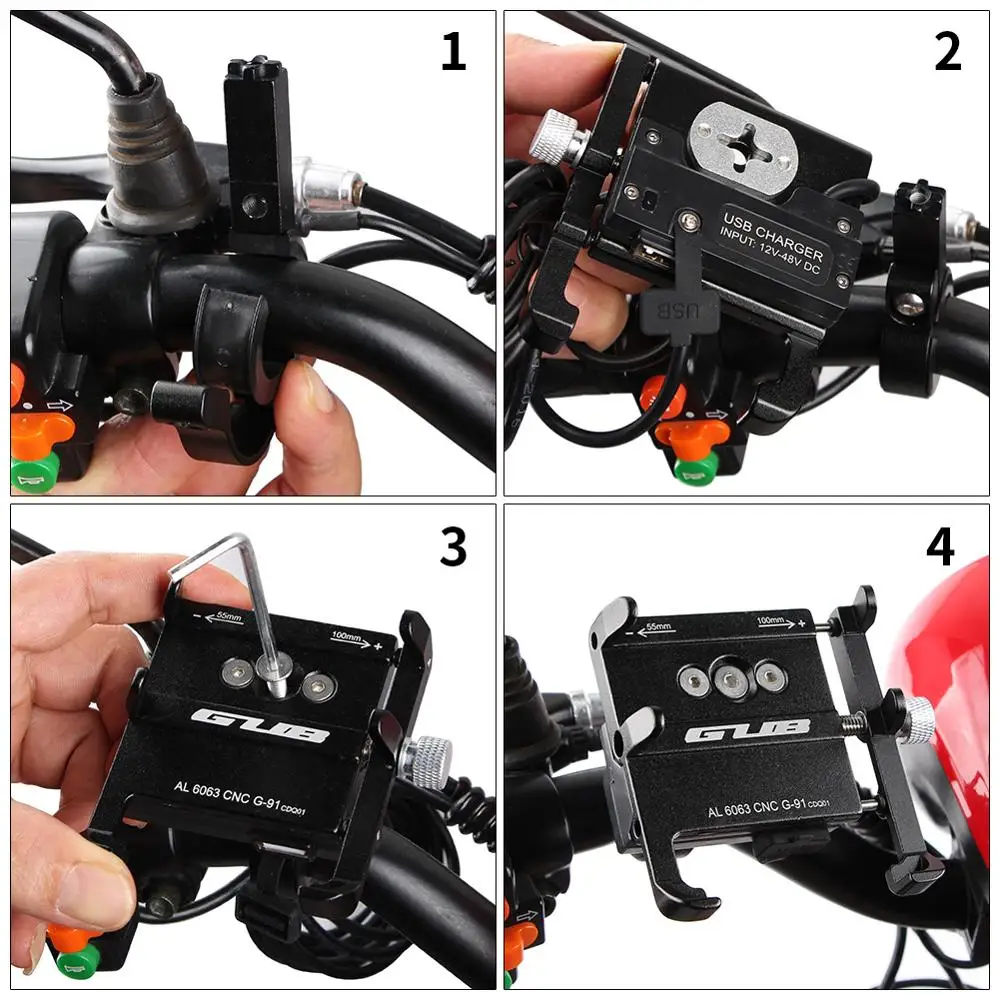 GUB G-91 Rechargeable Mobile Phone Holder For Motor Cycle, Scooter, Autocycle, Aluminum Alloy Phone Mount
